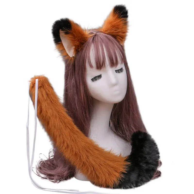 Lolita Cute adornments around Comiccon cat ears hair band animal ears headdress Fox ears tail Cosplay accessories set