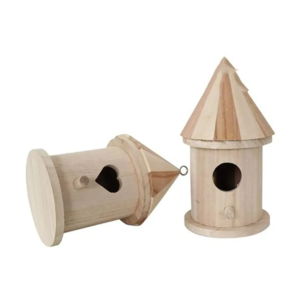 2 peças de madeira casa do pássaro não transformados aviário pintura Outdoor birdhouse jardim pátio decoração