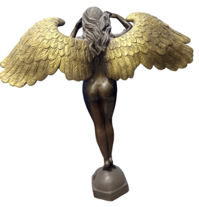 Yaşam boyutu bronz pirinç çıplak kanatlı kadın melek heykeli bahçe dekor ev mobilyası - Product Image 2