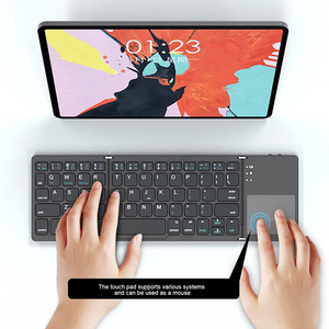 Teclado plegable inalámbrico con dientes azules, periférico portátil recargable y ratón para PC y tableta - Product Image 2