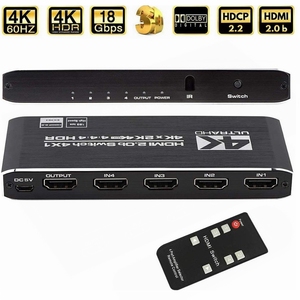 4K HDR HDMI 2.0 Switcher 4 Ports HDMI2.0 Switch 4 in 1 Out 4K@60HZ HDCP 2.2 HDR10 <strong>Remote</strong> Control for PS5 Pro Blue Ray DVD <strong>Xbox</strong> - Product Image 3