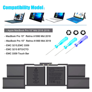 แบตเตอรี่ A1953 MacBook Pro 15นิ้วสำหรับ MID 2018/2019 EMC 3215/3359 BTO/ctto รุ่น MR942LL/MR972LL/A MR932LL/A - Product Image 4