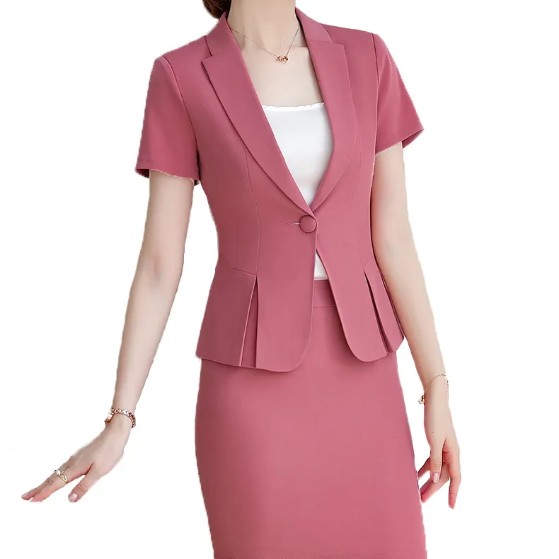Tela de lana para mujer, nuevo diseño de oficina, trajes de vestir, chaqueta, falda, traje de negocios