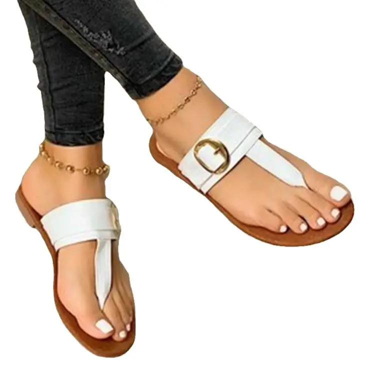 Nuevas sandalias de mujer con movimiento de Punta abierta a la moda para exteriores, chanclas para mujer, Sandalias planas de verano, zapatillas deslizantes para mujer