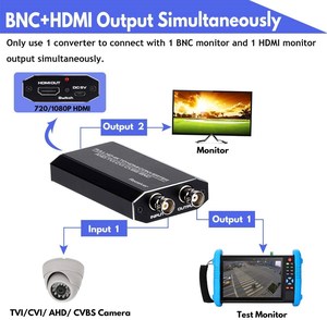 Hochwertiger Aluminium-Legierung HDMI TVI/CVI/AHD/CVBS/BNC Konverter Adapter Empfänger für HDTV-Monitor DVRs Andere Geräte <span class=keywords><strong>Audio</strong></span> Video - Product Image 4