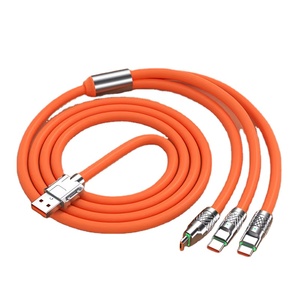 120Wスマート3-in-1データUSBケーブル6AユニバーサルAndroid & iOS充電器コードType-C 1.2Mケーブル長 - Product Image 1