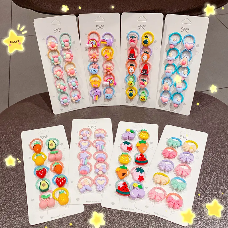 Coreano Mix Colors elastici per capelli per bambini piccoli elastici per capelli in gomma morbida 10 pezzi Set Cartoon Cute Lovely Baby Hair Bands for Girls