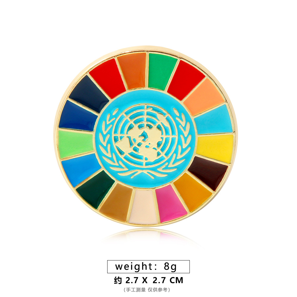 Emblème de l'ONU en or avec SDG