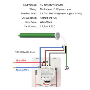 スマート<span class=keywords><strong>Wifi</strong></span>カーテンスイッチEUUS標準タッチパネルカーテン電気ローラーシャッタースイッチTuya Smart LifeAPPリモコン - Product Image 6