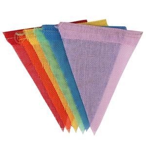 Banderas de banderines de colores, banderines de arpillera de imitación, decoración en colores pastel, 12 unidades - Product Image 4