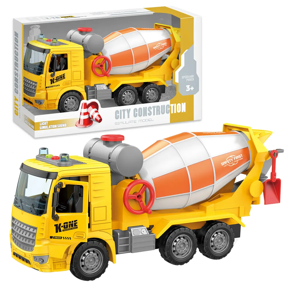 Camión de motor de cubo de fricción personalizado a escala 1:16, juguetes para niños, coche de lucha contra incendios, camión mezclador de hormigón, regalo para niños, promoción