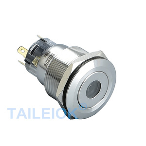 TAILEIOK 22mm metallo piatto testa rotonda in acciaio inox impermeabile 12V <span class=keywords><strong>led</strong></span> illuminato momentaneo/blocco IP67 interruttore a pulsante