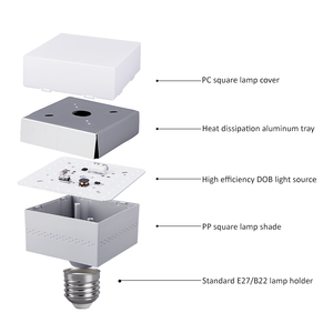 Großhandel 9W E27 B22 Basis <span class=keywords><strong>LED</strong></span> Glühbirne Quadrat 3000K 6500K Graugold mit 3000K 6500K Warmweiß 9W <span class=keywords><strong>LED</strong></span> Glühbirne - Product Image 6