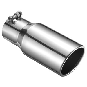 Car Universal Stainless Steel Round Exhaust <strong>Tip</strong> 3&quot; in / 4&quot; OUT/10&quot; Length T304 - Product Image 1