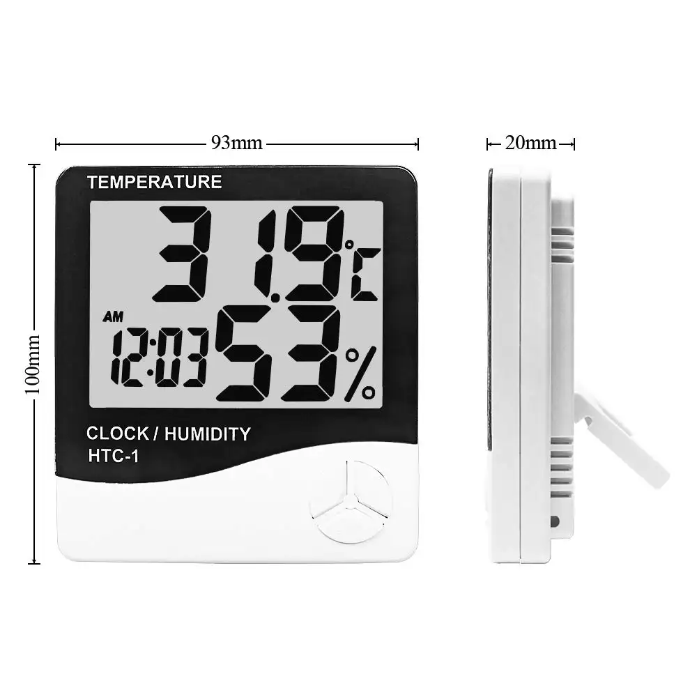 Digital termómetro higrómetro-50 a 70 de interior al aire libre de la pantalla LCD medidor de humedad temperatura HTC-1 LCD termómetro