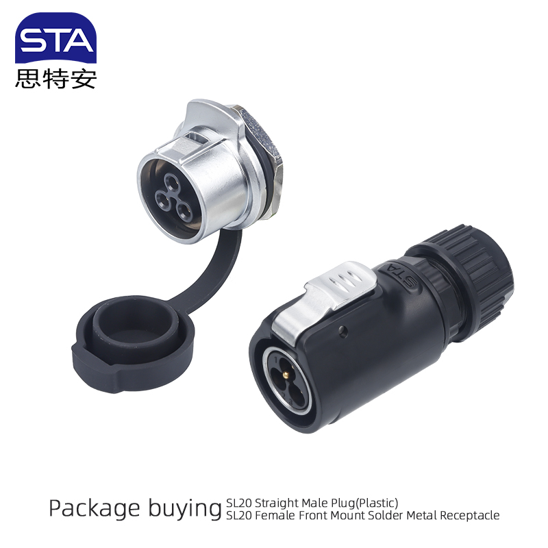 Straight Male Plug+Female Front Mount Solder