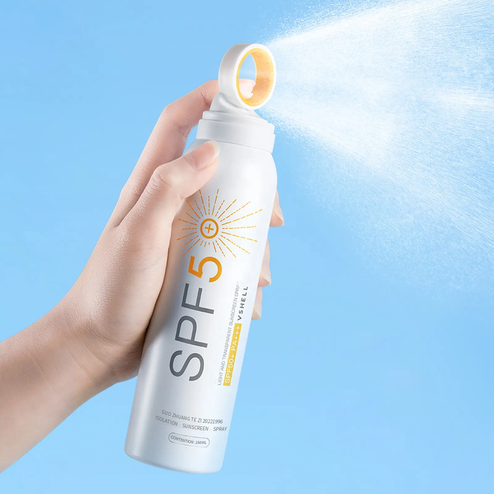 Vente en gros Spray solaire SPF50 PA +++ Spectre Protection UVA/UVB Hydratation Résistant à l'eau Crème solaire légère pour tout le corps