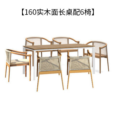 160 mesa larga superior de teca con 6 sillas