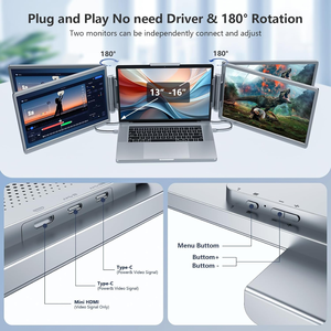 Extensor de pantalla Dual portátil de 14 pulgadas Pantalla FHD VGA Nueva pantalla táctil Tecnología IPS Juegos inteligentes Monitor de computadora portátil plegable LCD