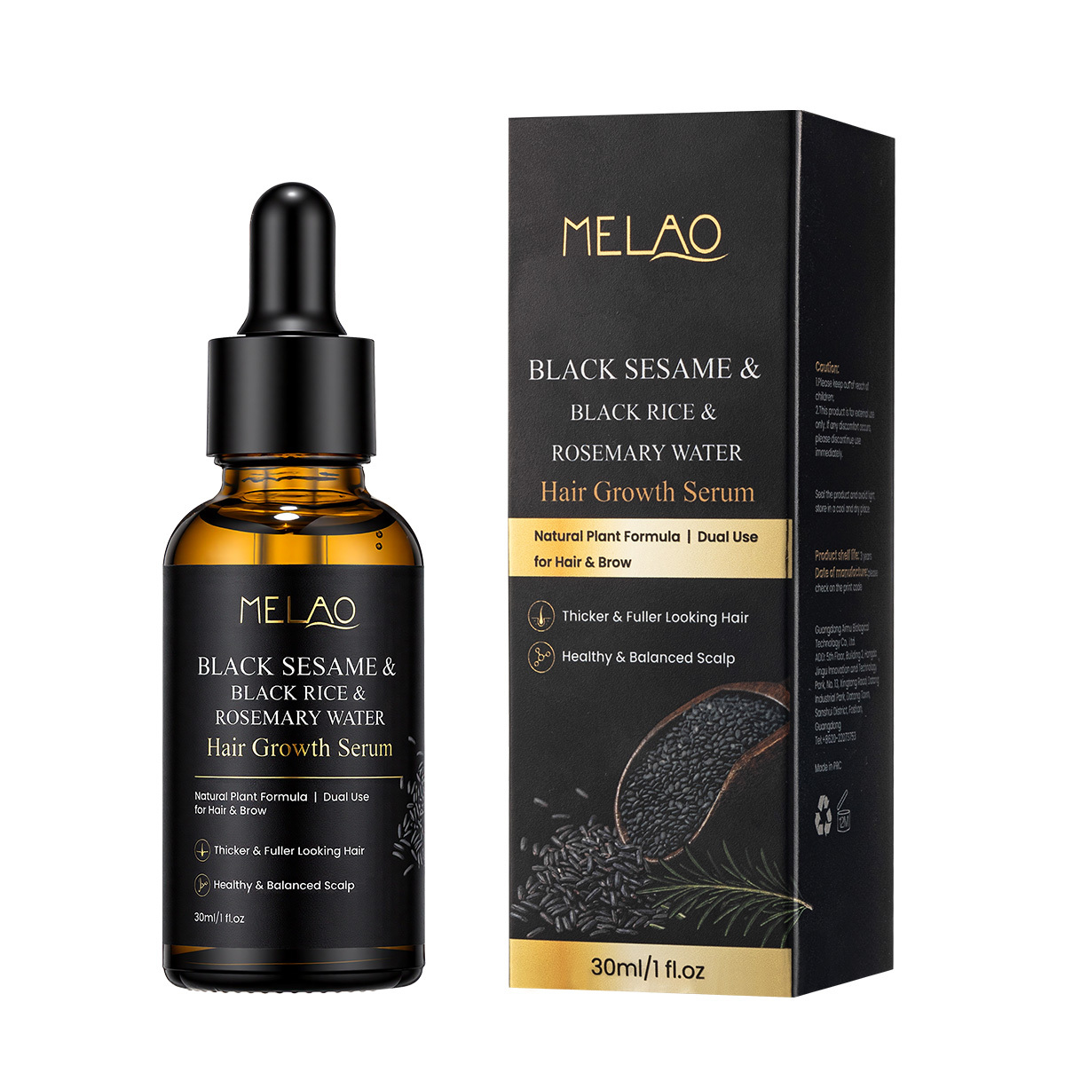Sérum de croissance capillaire Sésame noir & Riz noir & Romarin
