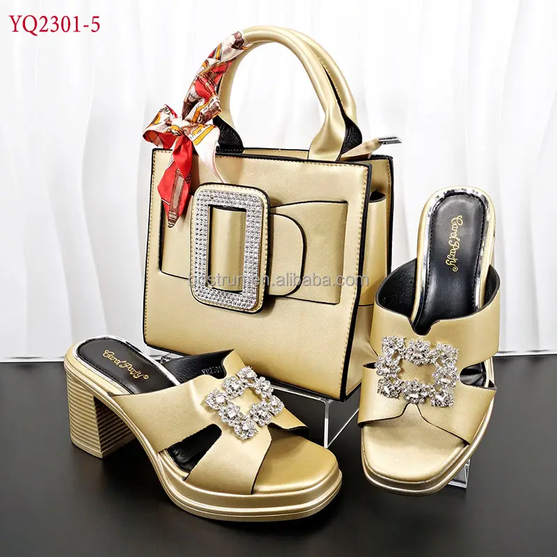 YQ2301 Sapatos italianos com bolsas combinando Conjunto de sapatos e bolsas para festas femininas Bomba de festa nigeriana com bolsa de salto alto 2024