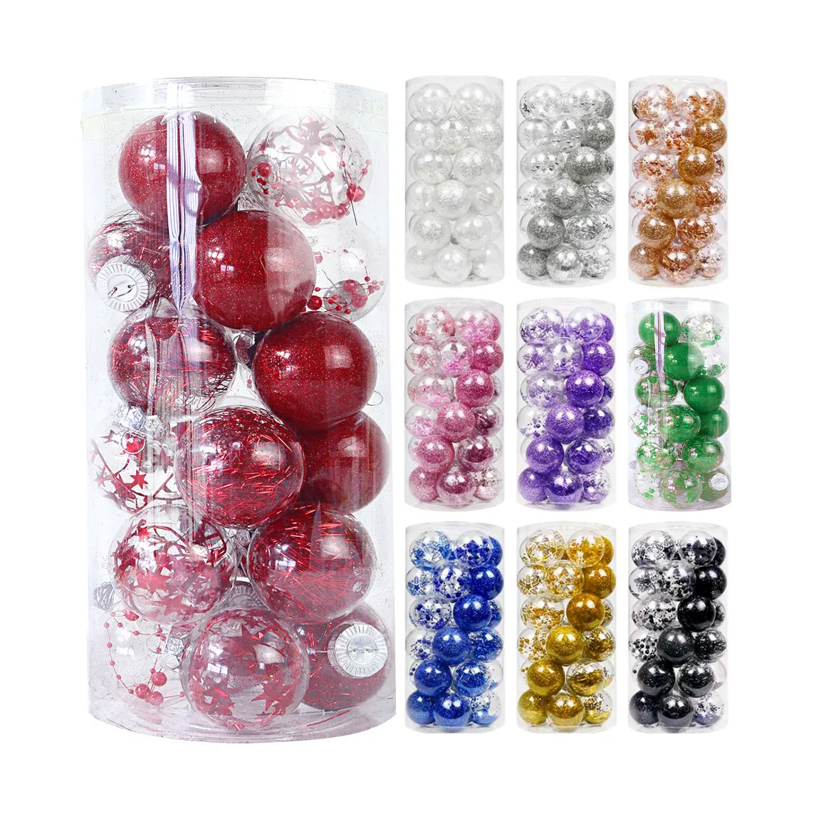 24pcs 60mm baubles enfeites de bolas de plástico transparente de acrílico oco rodada de Natal bola shatterproof