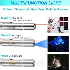 Tragbare USB-Taschenlampe 3 Led Laser-Pointer Stift Licht Katze Laser-Spielzeug Trainingswerkzeug Haustier-Laserlicht mit 5 Mustern - Product Image 2