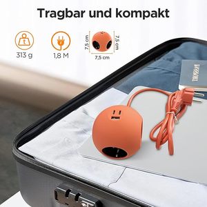 Factory Wholesale New <strong>Design</strong> PD25W Fast Charging EU Spherical <strong>Socket</strong> <strong>Extension</strong> Cable USB C Power Strip 3 Outlets Multi-USB Port - Product Image 4