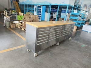 优质96英寸木桌美国通用工具箱带脚轮工具箱储物手推车带抽屉 - Product Image 3