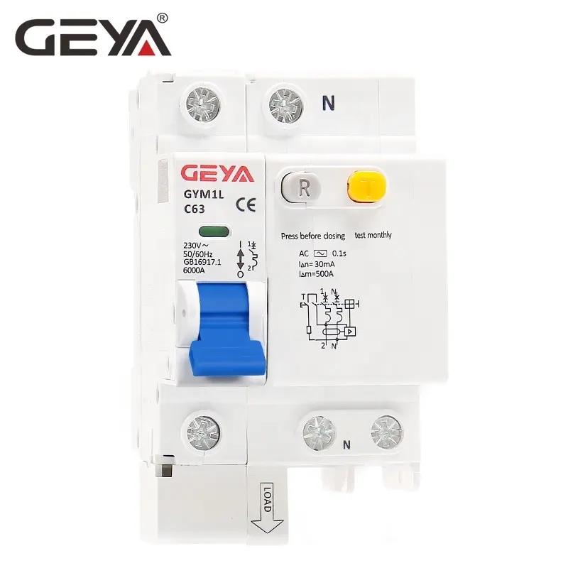 GEYA GYM1L 63A RCBO Kaçak Akım Koruma Anahtarı 1P + N 16amp Tek Kutuplu RCBO Elektronik MCB + RCD