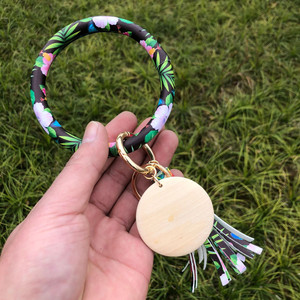 Pu Bracelet <span class=keywords><strong>Key</strong></span> Chain Hoa Mẫu Đơn Hoa <span class=keywords><strong>Daffodil</strong></span> Rose Leather Bracelet Tassel Boho Cổ Tay Keychain Chủ Mexico - Product Image 3