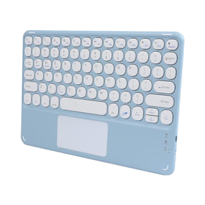 Teclado inalámbrico Bluetooth con panel táctil alemán redondo azul claro recargable ultrafino para iPad Pro/iOS/Mac OS/Windows/Android - Product Image 1