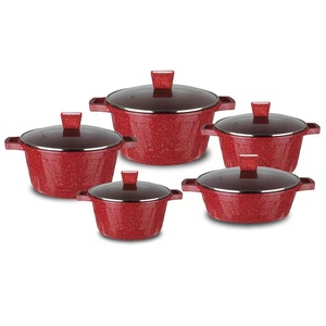 10ชิ้นเครื่องครัว nonstick หม้อหินอ่อนหินและกระทะชุดเครื่องครัวอลูมิเนียม nonstick ด้ามกระทะที่ถอดออกได้ - Product Image 2