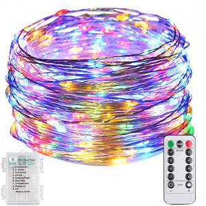 Гирлянда RGB, 5 м, 50 светодиодов, на батарейках, многоцветная, меняющая цвет, водонепроницаемая, с дистанционным таймером, для украшения вечеринки, Рождества - Product Image 3