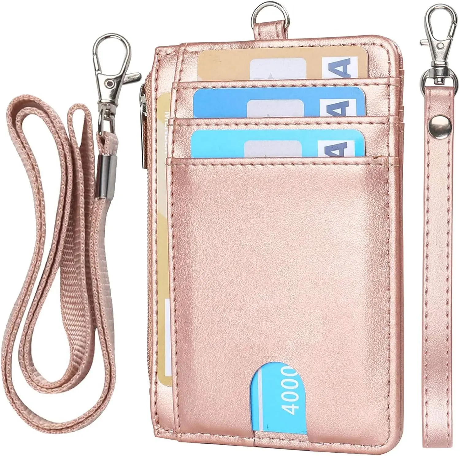 Пользовательский держатель для кредитных карт RFID, Тонкий минималистичный кожаный кошелек, мужской женский кошелек, держатель для карт с застежкой-молнией, кошелек для монет
