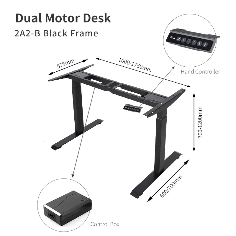 2A2-B çift Motor Modern yükseklik ayarlanabilir elektrikli ofis iş istasyonu masa ergonomik Stand Up ayarlanabilir bilgisayar masası çerçeve