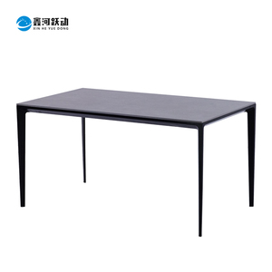 Mesa de jantar luxuosa retangular, retangular de liga de alumínio com 4 pernas