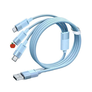 สายดาต้าแบบถักความเร็วสูงแบบสามในตัวเดียวสำหรับ Apple สำหรับ Huawei โทรศัพท์มือถือแบบ one-to-Three Type-C USB - Product Image 1