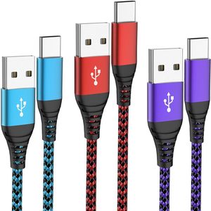 NYLON BRAIDED FABRIC DURABLE <strong>CUSTOMIZED</strong> LENGTH COLOR FREE <strong>SAMPLES</strong> DATA SYNC a to C FAST CHARGING TYPE C <strong>USB</strong> CABLE