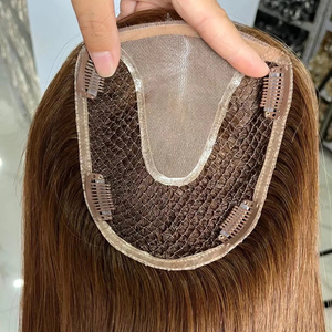 מפעל להתאמה אישית גבוהה 100% יישור לציפורניים שיער בתולה אנושי אמיתי ישר רשת דייגים נושמת עם טופר בסיס משי עליון