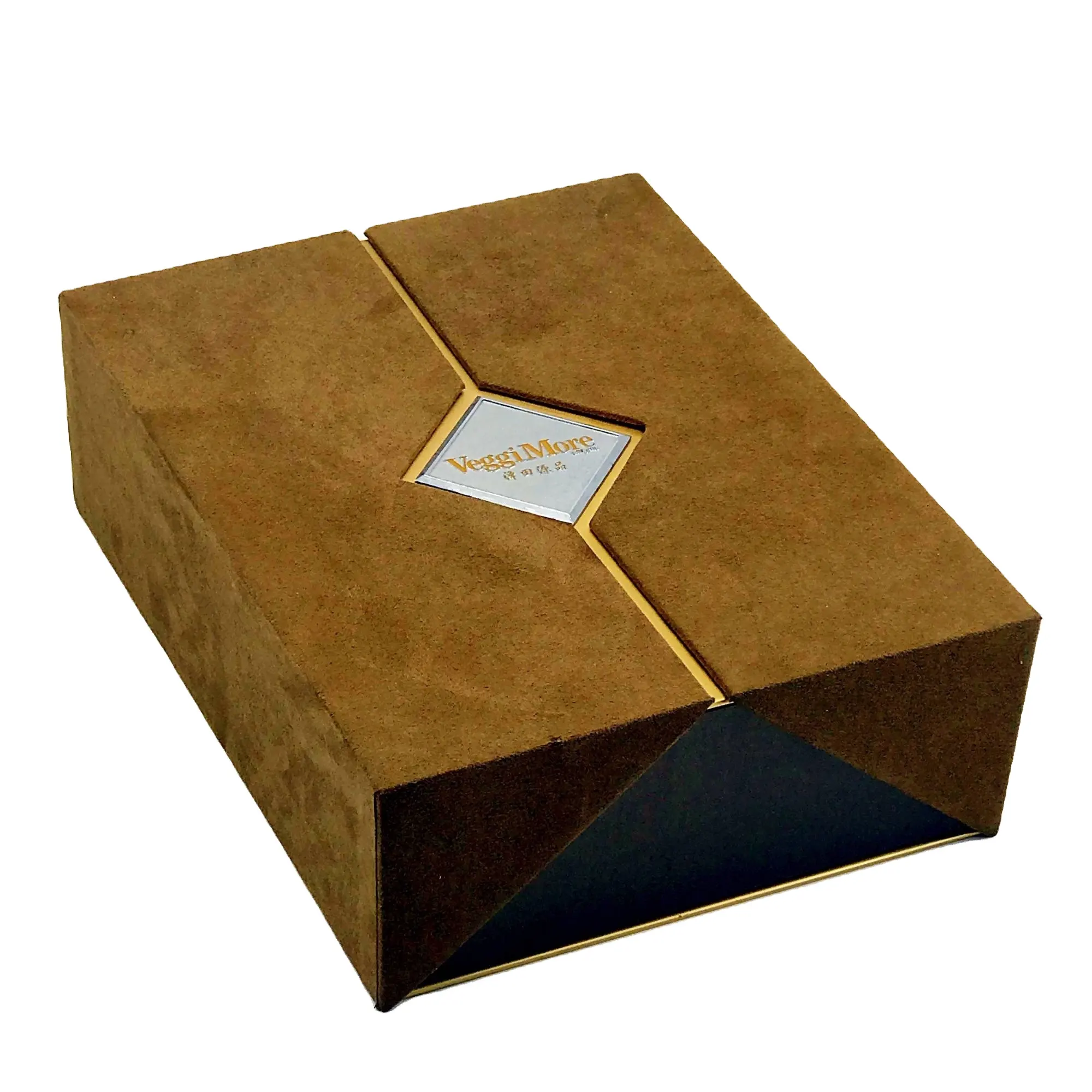 Di lusso su misura di lino marrone regalo box doppio scatola porta con blister 1 pcs/2 pcs bottiglia di vetro per il vino/Scatole di imballaggio di olio di oliva