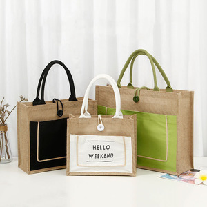 Custom High-quality Grocery Bridesmaid <strong>Bag</strong> <strong>Middle</strong> Burlap Jute Tote <strong>Bags</strong> for Wedding Shopping Gift - Product Image 3