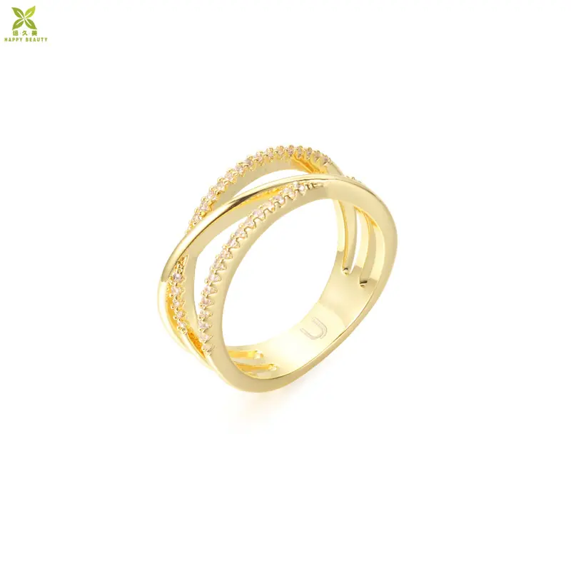 De Oro de moda color cubic zircon anillo de dedo de piedra diseños para las niñas