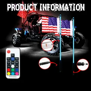 Factory Wholesale <strong>RGB</strong> 360 Degree Spiral Chasing <strong>LED</strong> Safety ATV UTV Truck Light Whip Warning Light <strong>Led</strong> Whip Antenna - Product Image 6