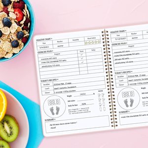 Custom <strong>Printed</strong> Spiral <strong>Notebook</strong> Daily Fitness Journal Food Planner Workout Goals Exercise <strong>Log</strong> Books Gym Diary Paper Organizer - Product Image 6