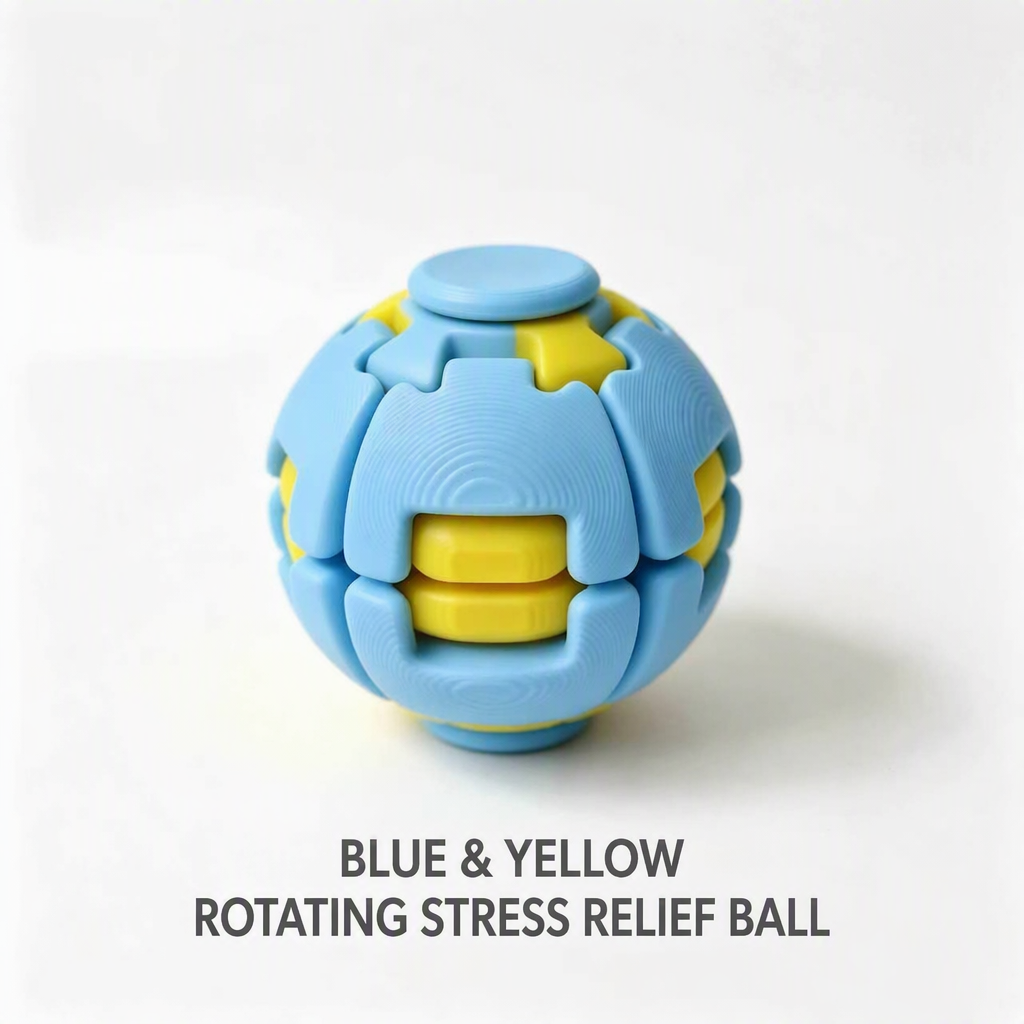 Palla Antistress Rotante Bicolore Blu e Gialla