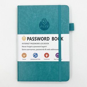 Vendedor caliente Notebook A5 Password Book Hard Cover Journal Business PU Bloc de notas de cuero con logotipo en relieve - Product Image 1