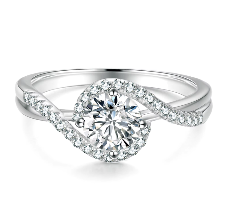 Bague en Moissanite de couleur blanche