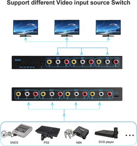 4X3 Composite Switcher RCA <strong>AV</strong> <strong>Splitter</strong> Switch 4 in 3 Out RCA Switcher Box Supports Video L/R Stereo - Product Image 3