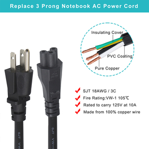 18AWG Usa Ac <strong>Cable</strong>/Cord Power Plug 3 Prong <strong>CSA</strong> Nema 5-15P Pin Power Cords to IECC5 Extension Power Cord